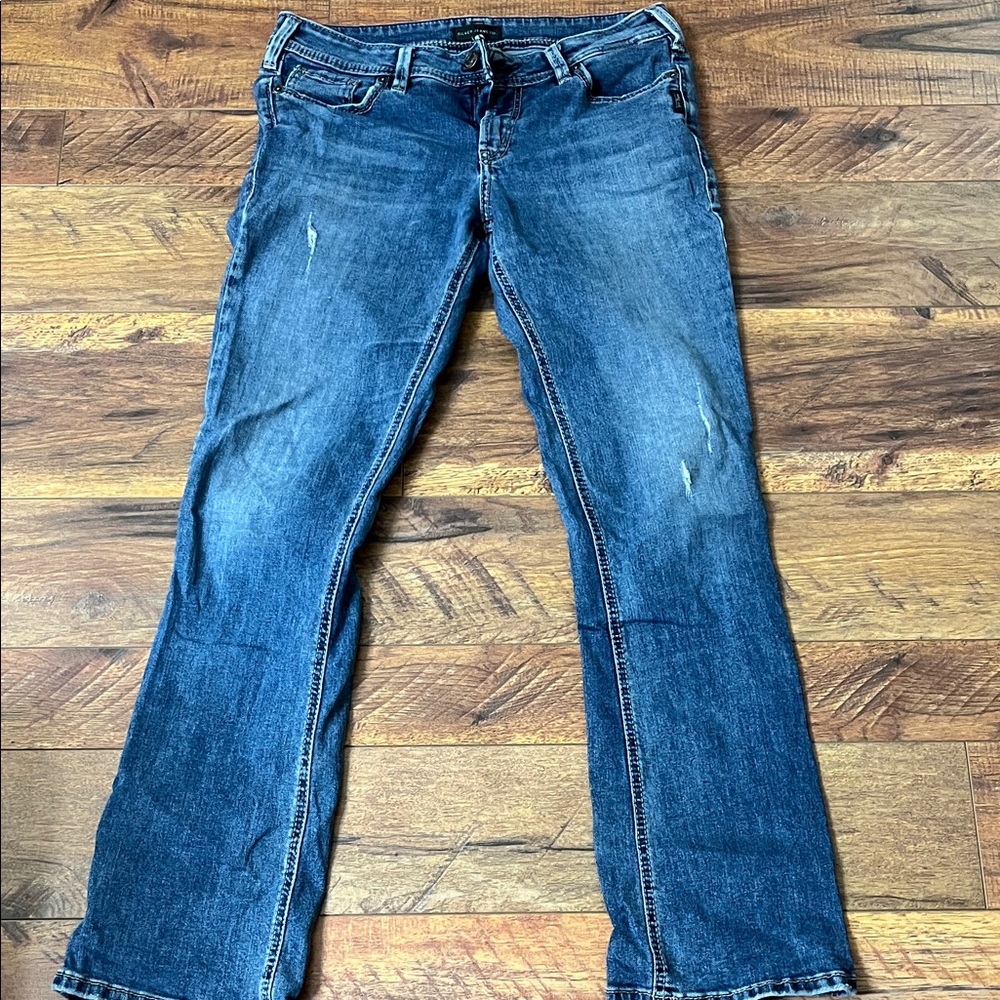 Silver Jeans Women's Boot Cut in Distressed Blue